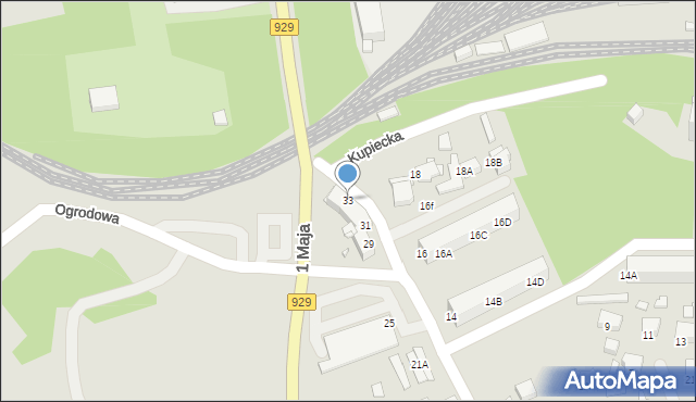 Rybnik, Kupiecka, 33, mapa Rybnika