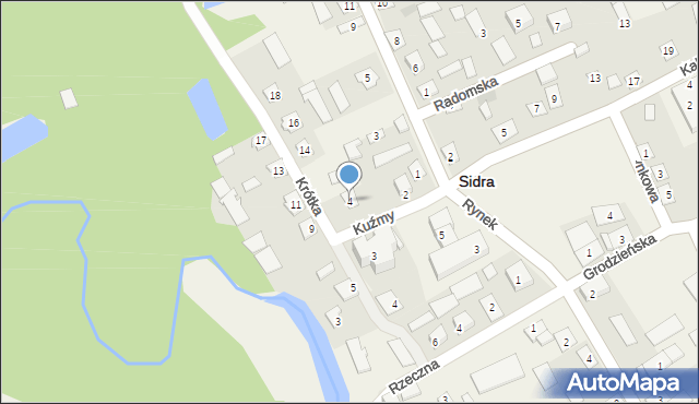 Sidra, Kuźmy Mieczysława, lek., 4, mapa Sidra