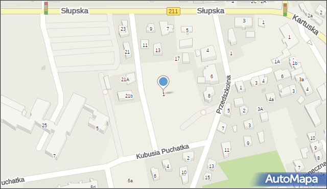 Sierakowice, Kubusia Puchatka, 1, mapa Sierakowice