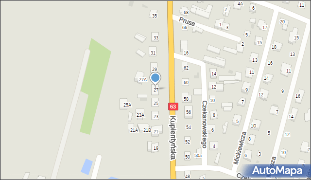 Sokołów Podlaski, Kupientyńska, 27, mapa Sokołów Podlaski