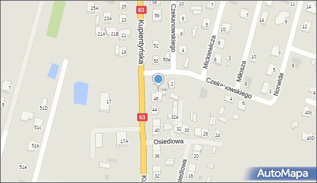 Sokołów Podlaski, Kupientyńska, 48a, mapa Sokołów Podlaski