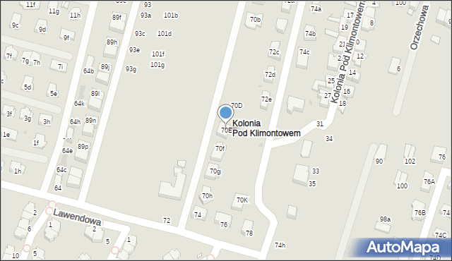 Sosnowiec, Kukułek, 70E, mapa Sosnowca