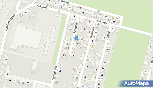 Sosnowiec, Kukułek, 7B, mapa Sosnowca