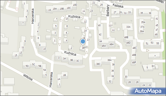 Sosnowiec, Kuźnica, 18, mapa Sosnowca