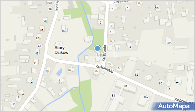 Stary Dzików, Kustronia Józefa, gen., 1, mapa Stary Dzików