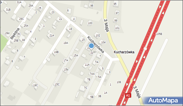 Świerklany, Kucharzówka, 11, mapa Świerklany