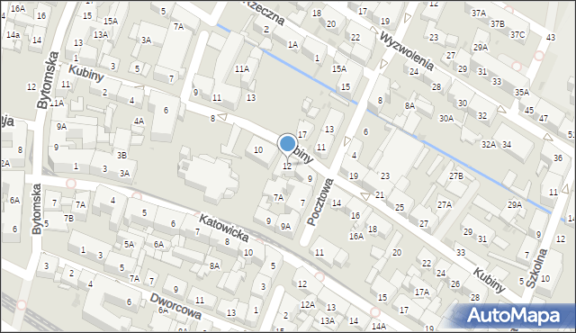 Świętochłowice, Kubiny Teodora, ks. bp., 12, mapa Świętochłowice