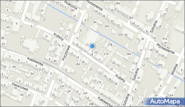 Świętochłowice, Kubiny Teodora, ks. bp., 25a, mapa Świętochłowice