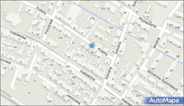 Świętochłowice, Kubiny Teodora, ks. bp., 26, mapa Świętochłowice