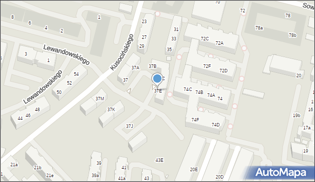 Szczecin, Kusocińskiego Janusza, 37E, mapa Szczecina