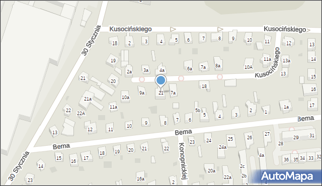 Tczew, Kusocińskiego Janusza, 21, mapa Tczew