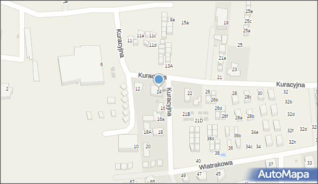 Tupadły, Kuracyjna, 14, mapa Tupadły