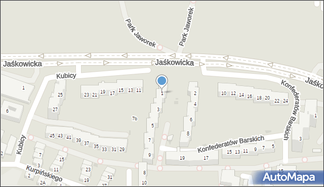 Tychy, Kubicy Melchiora, 1, mapa Tychów