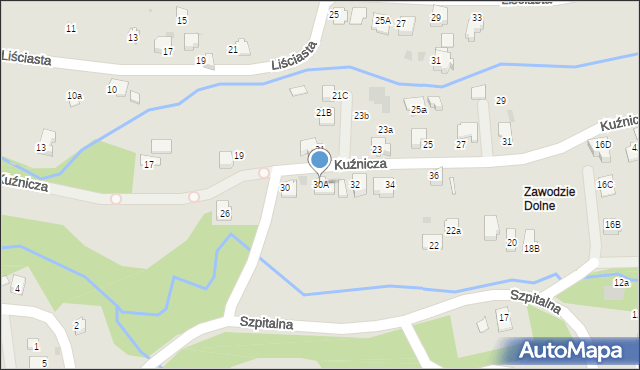 Ustroń, Kuźnicza, 30A, mapa Ustroń