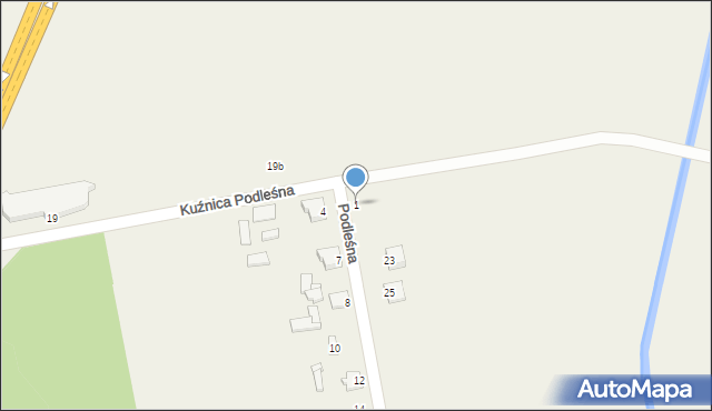 Warężyn, Kuźnica Podleśna, 1, mapa Warężyn