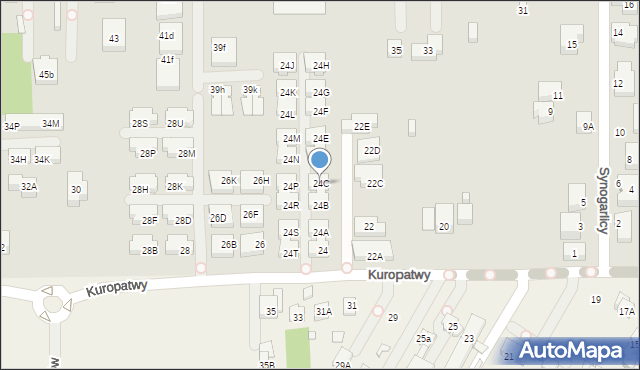 Warszawa, Kuropatwy, 24C, mapa Warszawy