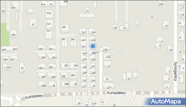 Warszawa, Kuropatwy, 24E, mapa Warszawy