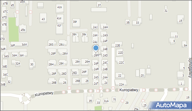 Warszawa, Kuropatwy, 24N, mapa Warszawy