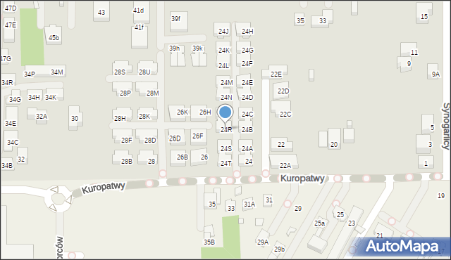 Warszawa, Kuropatwy, 24R, mapa Warszawy