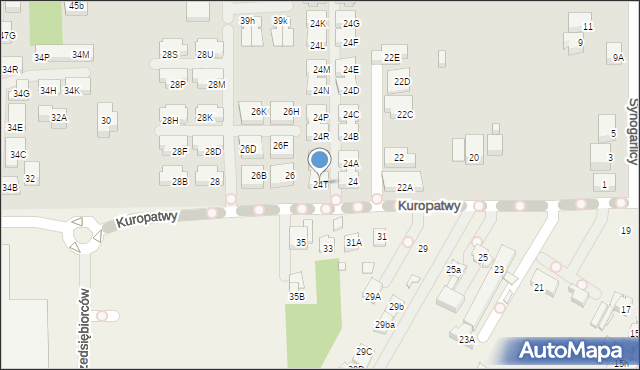 Warszawa, Kuropatwy, 24T, mapa Warszawy