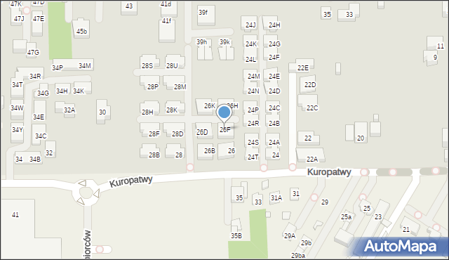 Warszawa, Kuropatwy, 26F, mapa Warszawy