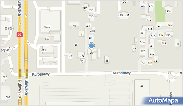 Warszawa, Kuropatwy, 40, mapa Warszawy