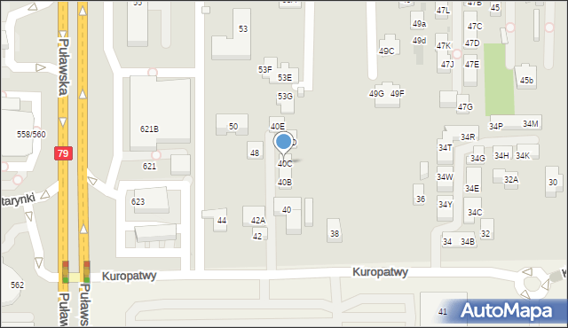 Warszawa, Kuropatwy, 40C, mapa Warszawy