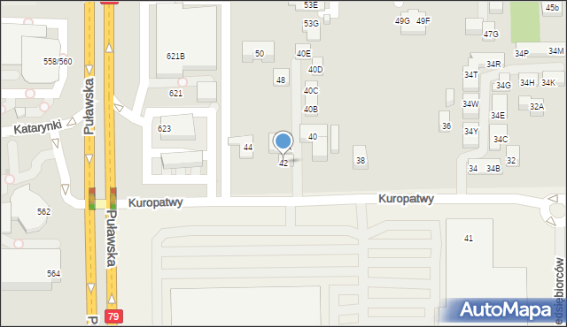 Warszawa, Kuropatwy, 42, mapa Warszawy