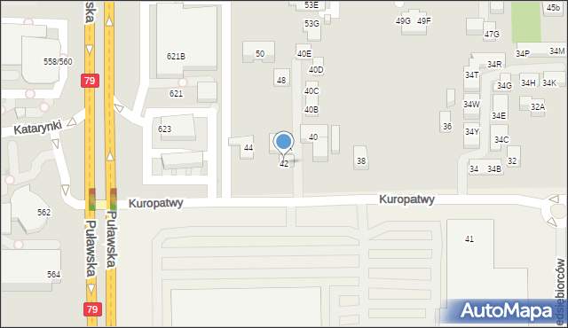 Warszawa, Kuropatwy, 42, mapa Warszawy