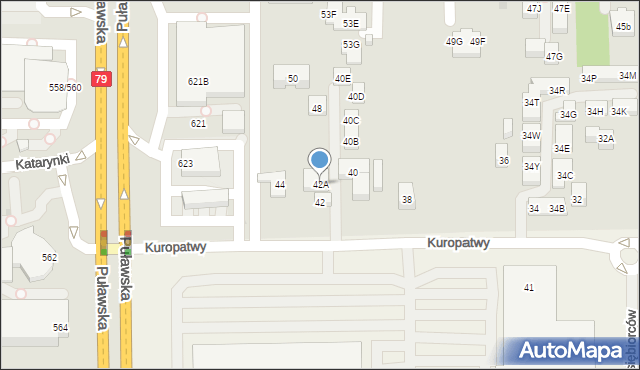 Warszawa, Kuropatwy, 42A, mapa Warszawy