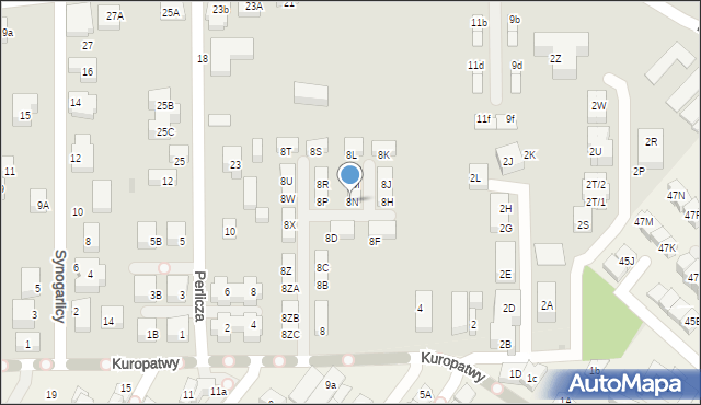 Warszawa, Kuropatwy, 8N, mapa Warszawy