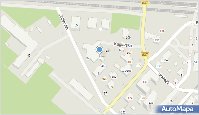 Warszawa, Kuglarska, 4, mapa Warszawy