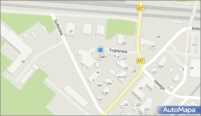 Warszawa, Kuglarska, 4b, mapa Warszawy