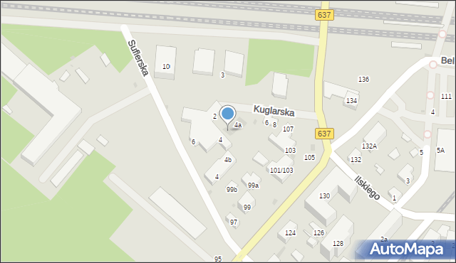 Warszawa, Kuglarska, 4c, mapa Warszawy