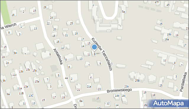 Zakopane, Kurierów Tatrzańskich, 9, mapa Zakopanego