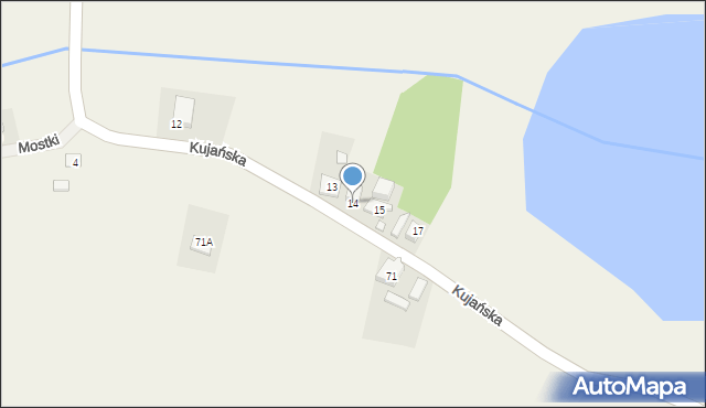 Zakrzewo, Kujańska, 14, mapa Zakrzewo