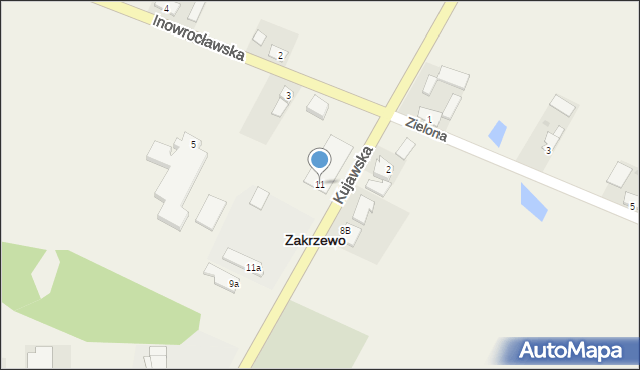 Zakrzewo, Kujawska, 11, mapa Zakrzewo