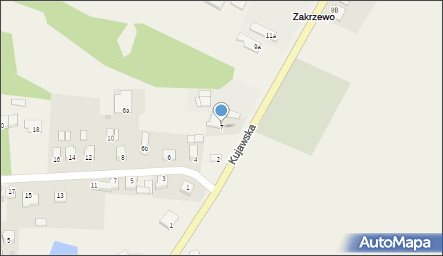 Zakrzewo, Kujawska, 7, mapa Zakrzewo