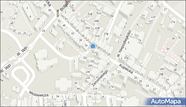 Zielona Góra, Kupiecka, 32a, mapa Zielona Góra