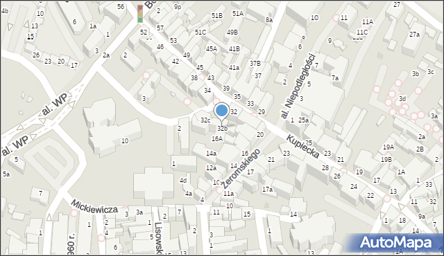 Zielona Góra, Kupiecka, 32b, mapa Zielona Góra