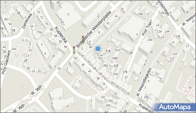 Zielona Góra, Kupiecka, 53A, mapa Zielona Góra