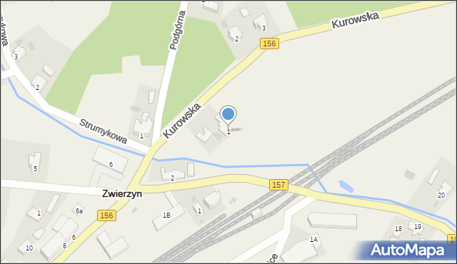 Zwierzyn, Kurowska, 1, mapa Zwierzyn