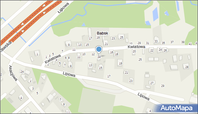 Babsk, Kwiatowa, 14, mapa Babsk