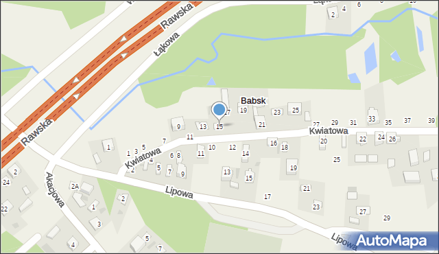 Babsk, Kwiatowa, 15, mapa Babsk
