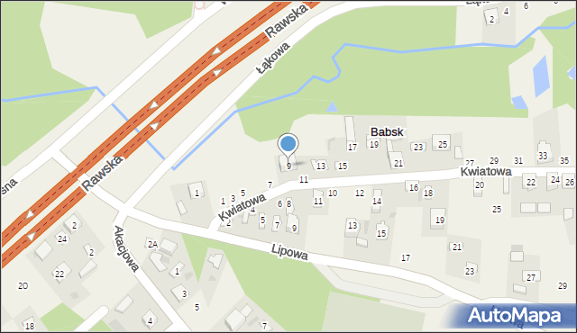 Babsk, Kwiatowa, 9, mapa Babsk