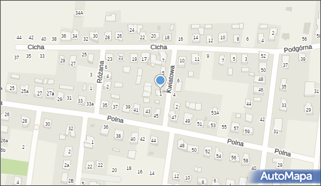 Biskupice, Kwiatowa, 1, mapa Biskupice