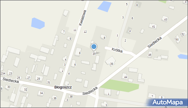 Błogoszcz, Kwiatowa, 10, mapa Błogoszcz