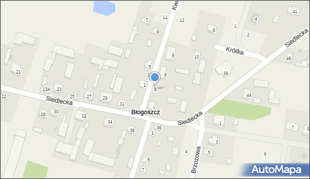 Błogoszcz, Kwiatowa, 4, mapa Błogoszcz