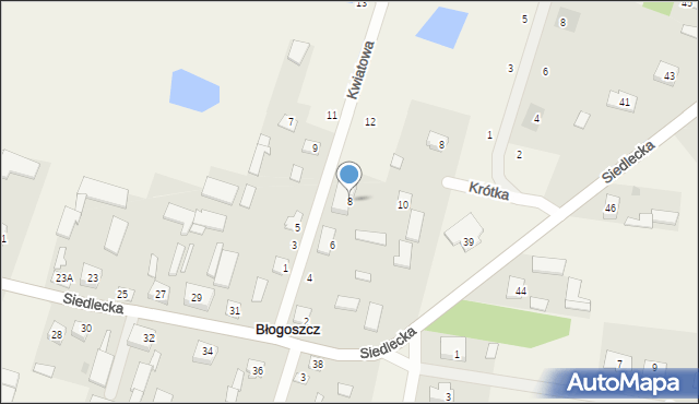 Błogoszcz, Kwiatowa, 8, mapa Błogoszcz