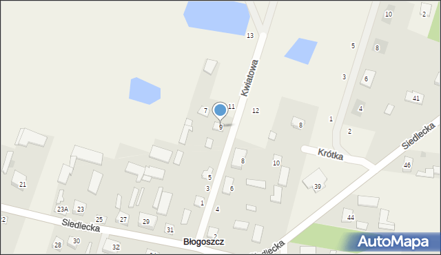 Błogoszcz, Kwiatowa, 9, mapa Błogoszcz